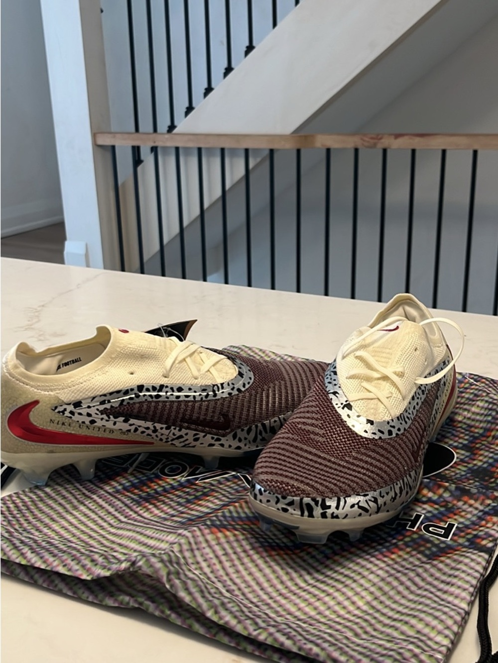Nike Men’s Cream and Burgundy Athletic Football Cleats